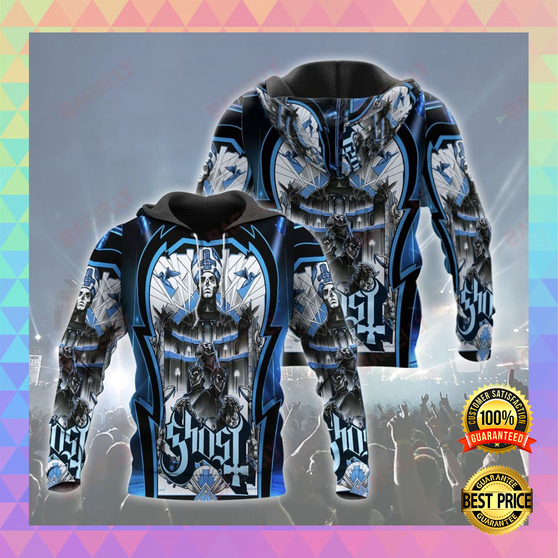 Ghost all over print 3D hoodie 4