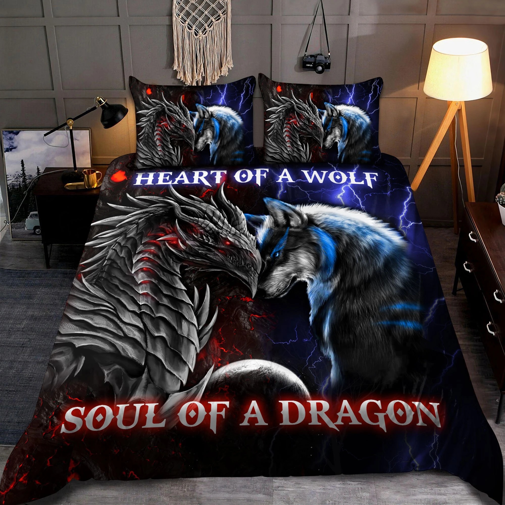Heart of a wolf soul of a dragon bedding set 1