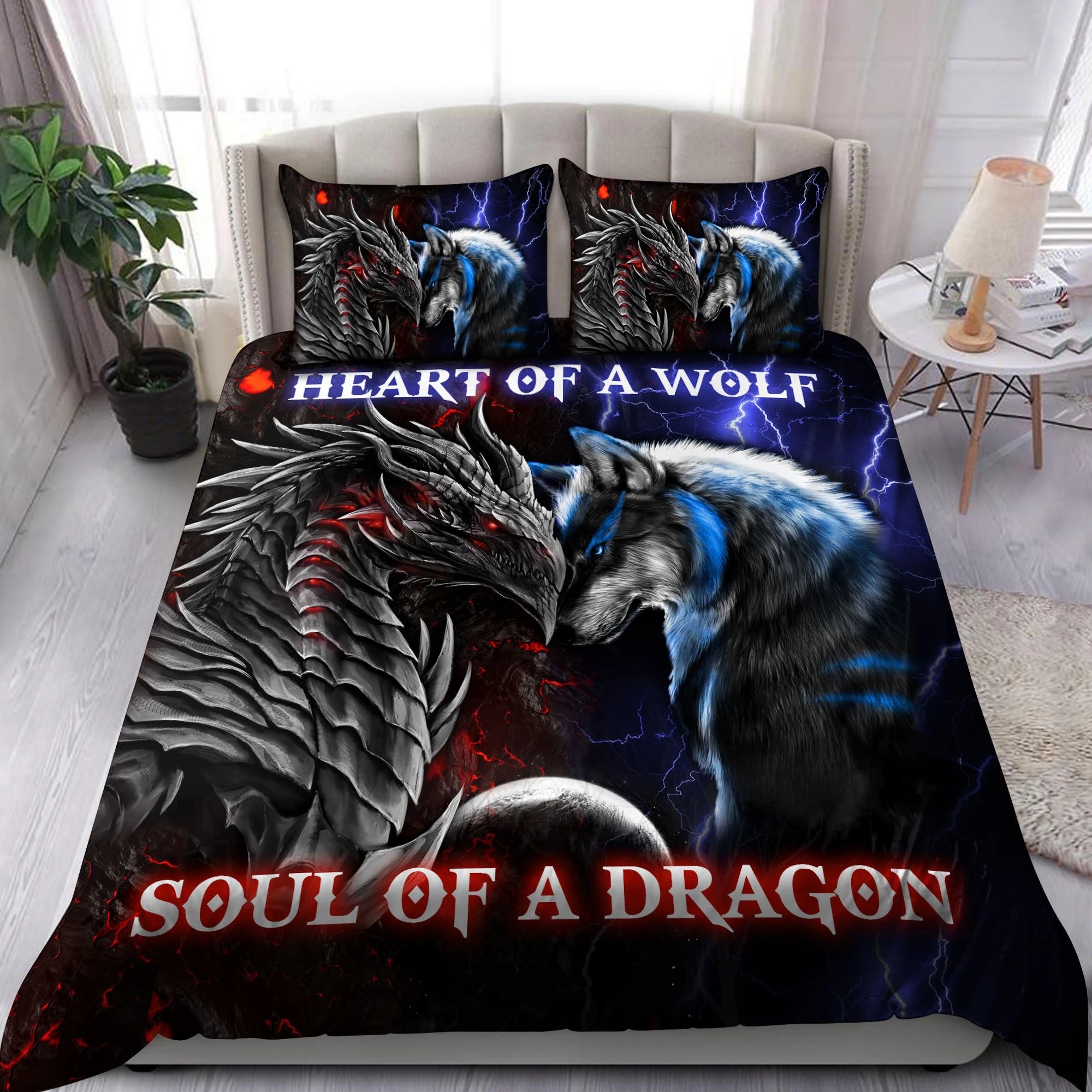 Heart of a wolf soul of a dragon bedding set 2