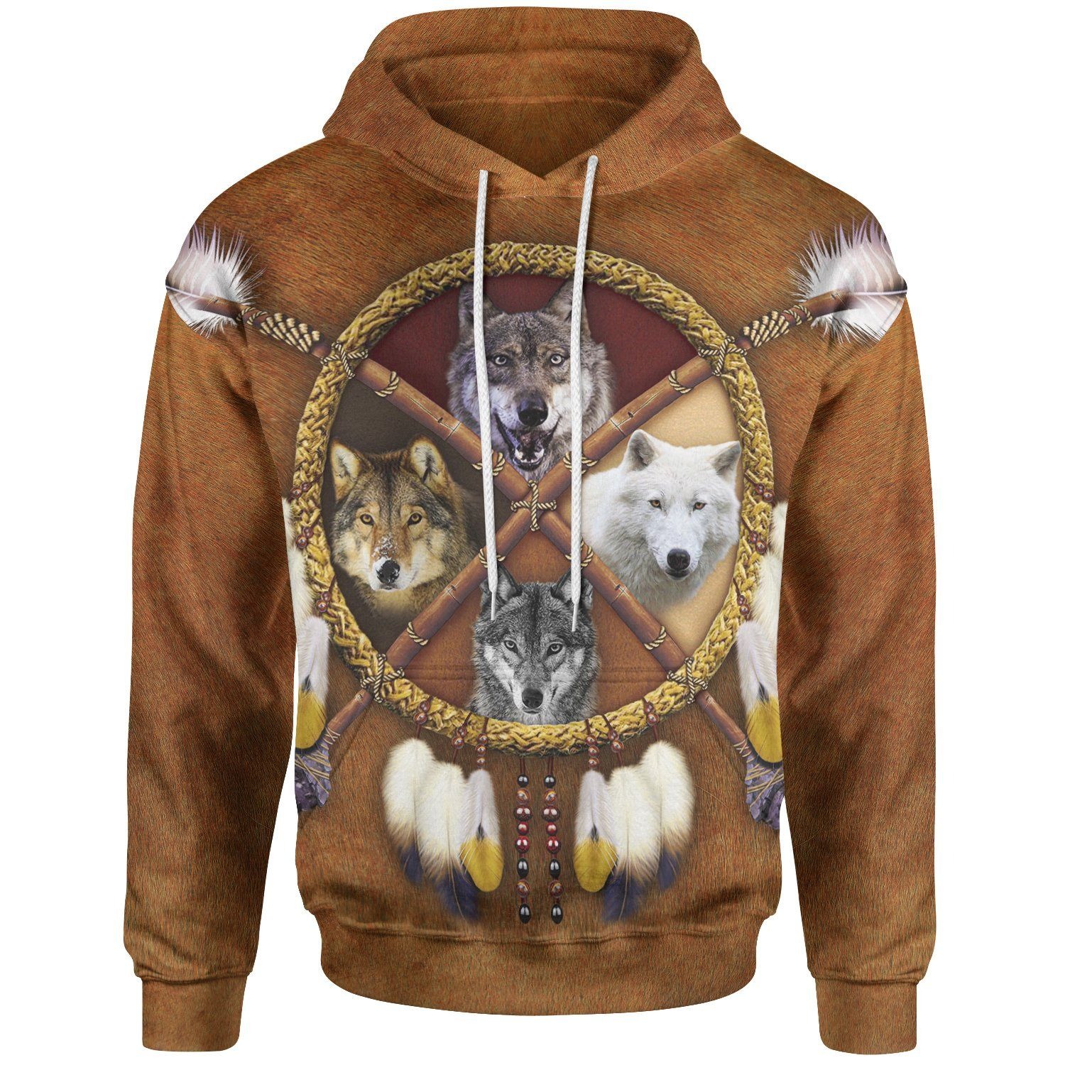 Native American 4 Wolves 3D hoodie shirts