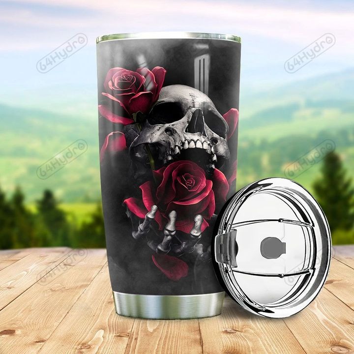 Personalized Skull Rose Stainless Steel Tumbler 2