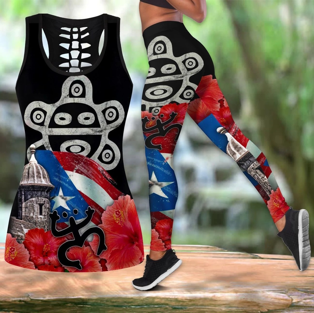 Puerto Rico Sol Taino Lover Legging and hollow tank top