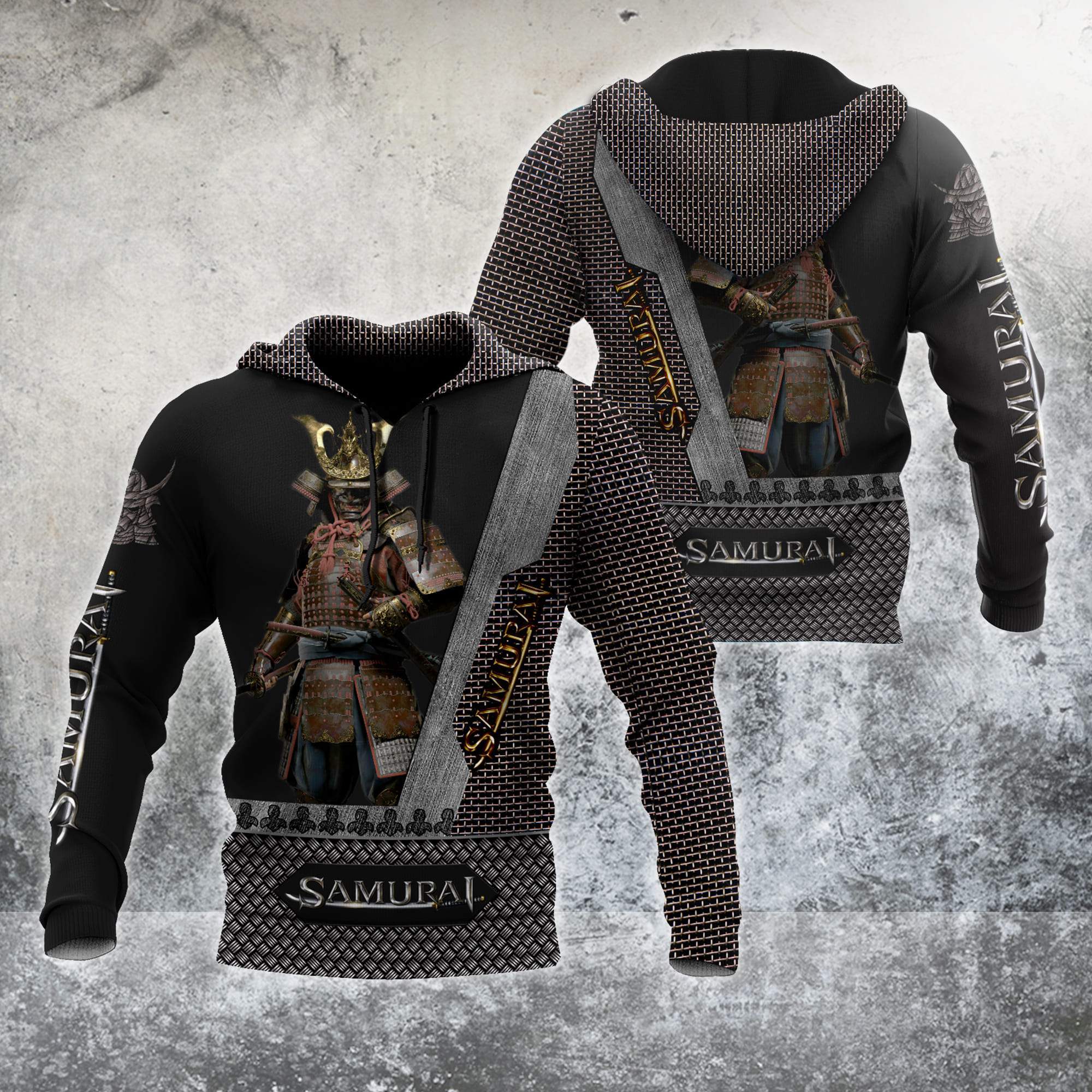 Samurai all over printed hoodie and t shirt