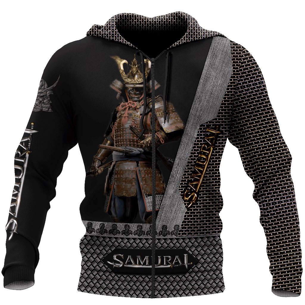 Samurai all over printed zip hoodie
