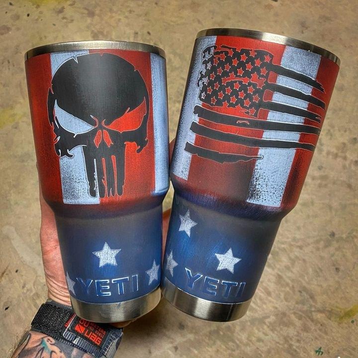 Yeti American Flag Punisher Skull tumbler – Hothot 010321