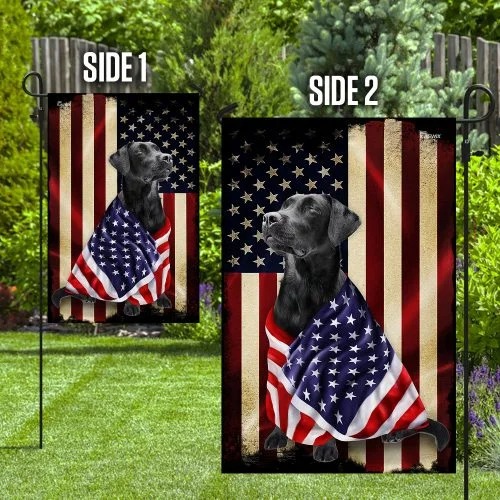 Black Labrador Retriever American patriot flag Picture 1