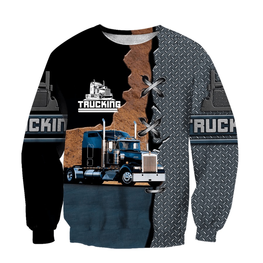 Blue truck metal all over print sweatshirt