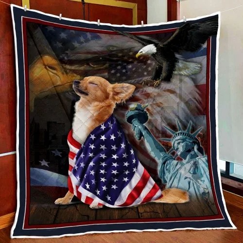 Chihuahua American patriot quilt blanket Picture 1