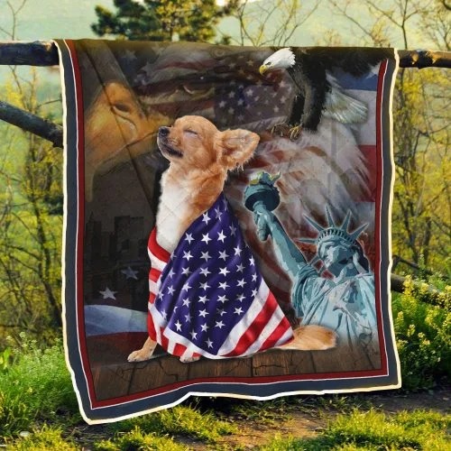 Chihuahua American patriot quilt blanket Picture 2