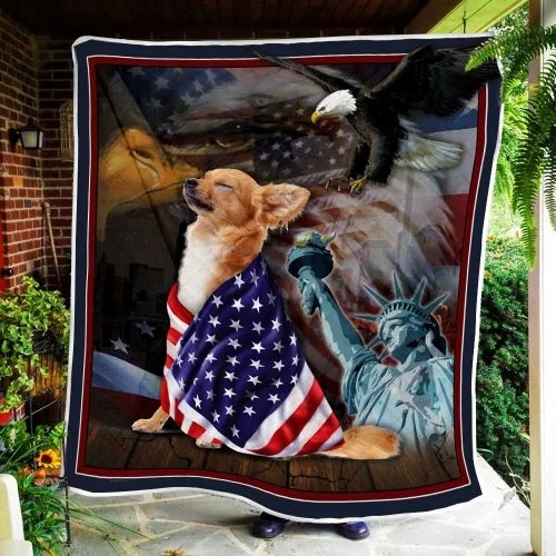 Chihuahua American patriot quilt blanket Picture 3