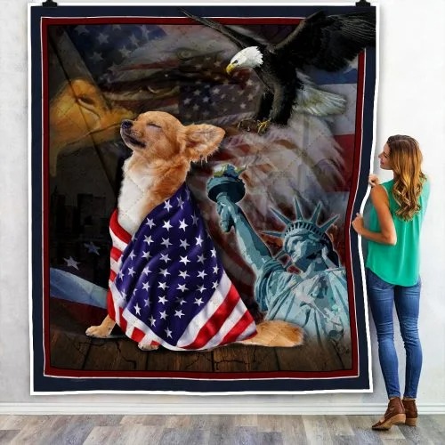 Chihuahua American patriot quilt blanket