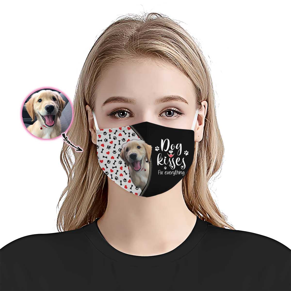 Dog kisses fix everything custom image face mask