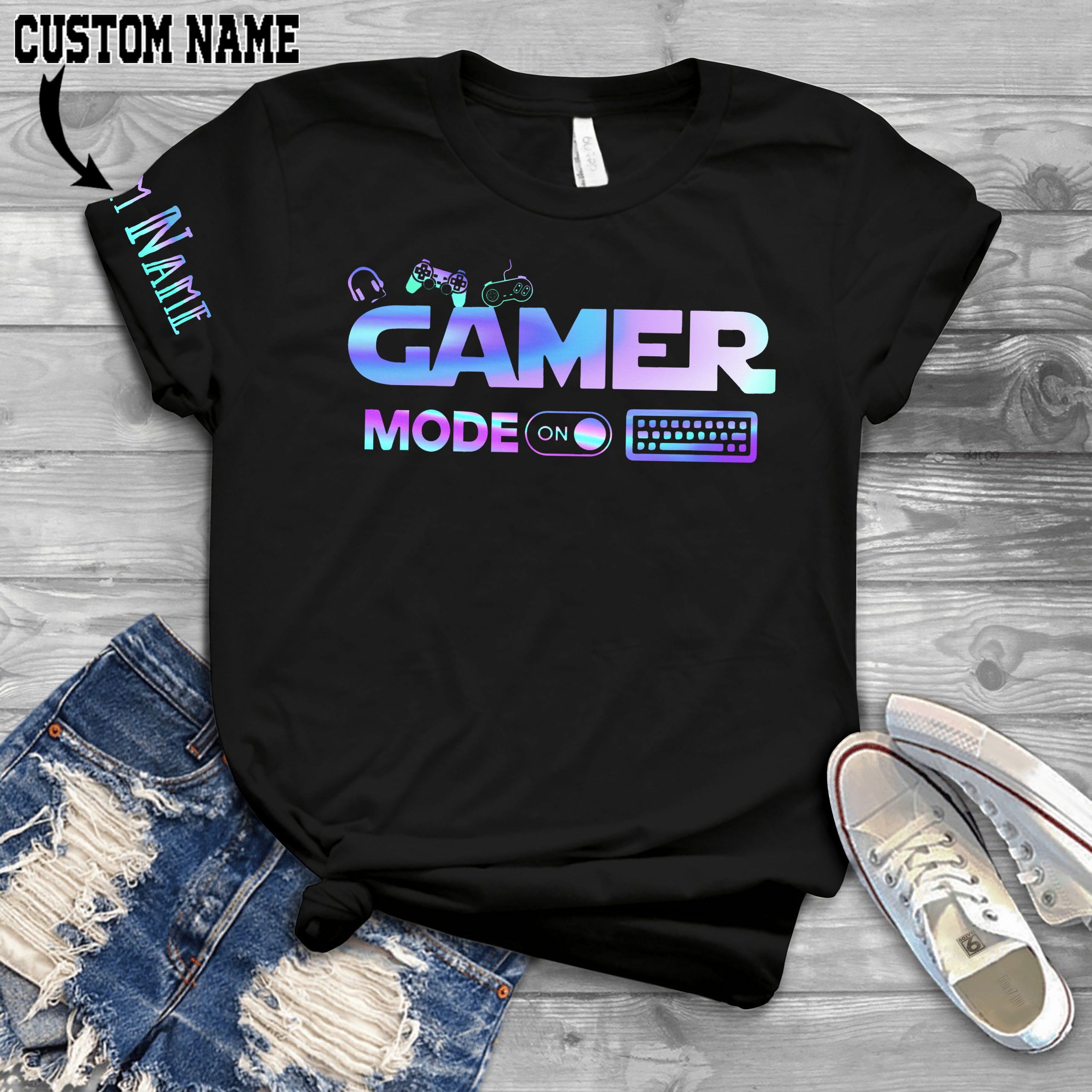 Gamer mode Cant hear you Im gaming personalized custom name 3d t shirt