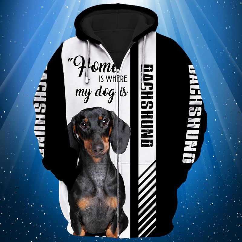 Home is where my dog is dachshund 3d full print hoodie 1