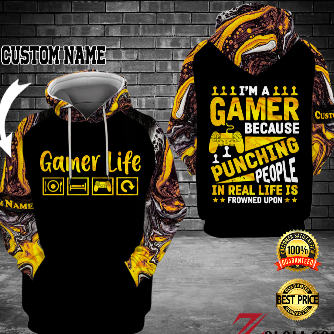 I m a gamer because punching people in real life is frowned upon all over printed 3D hoodie 4