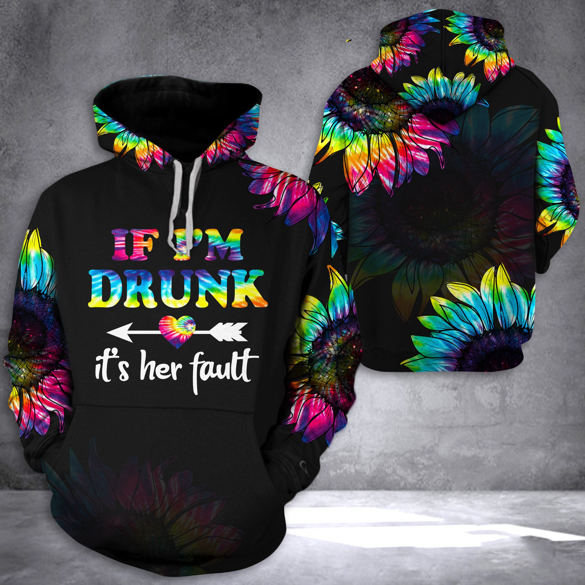 If Im drunk its her fault criss cross open back hoodie