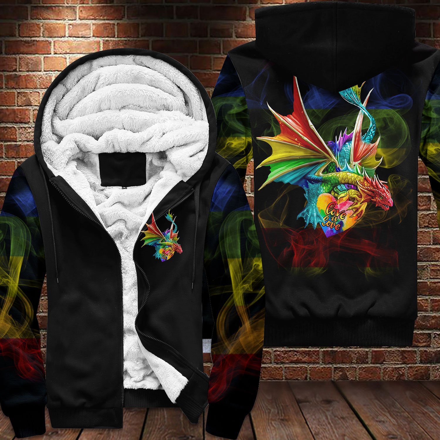LGBT Dragon love is love 3d fleece hoodie