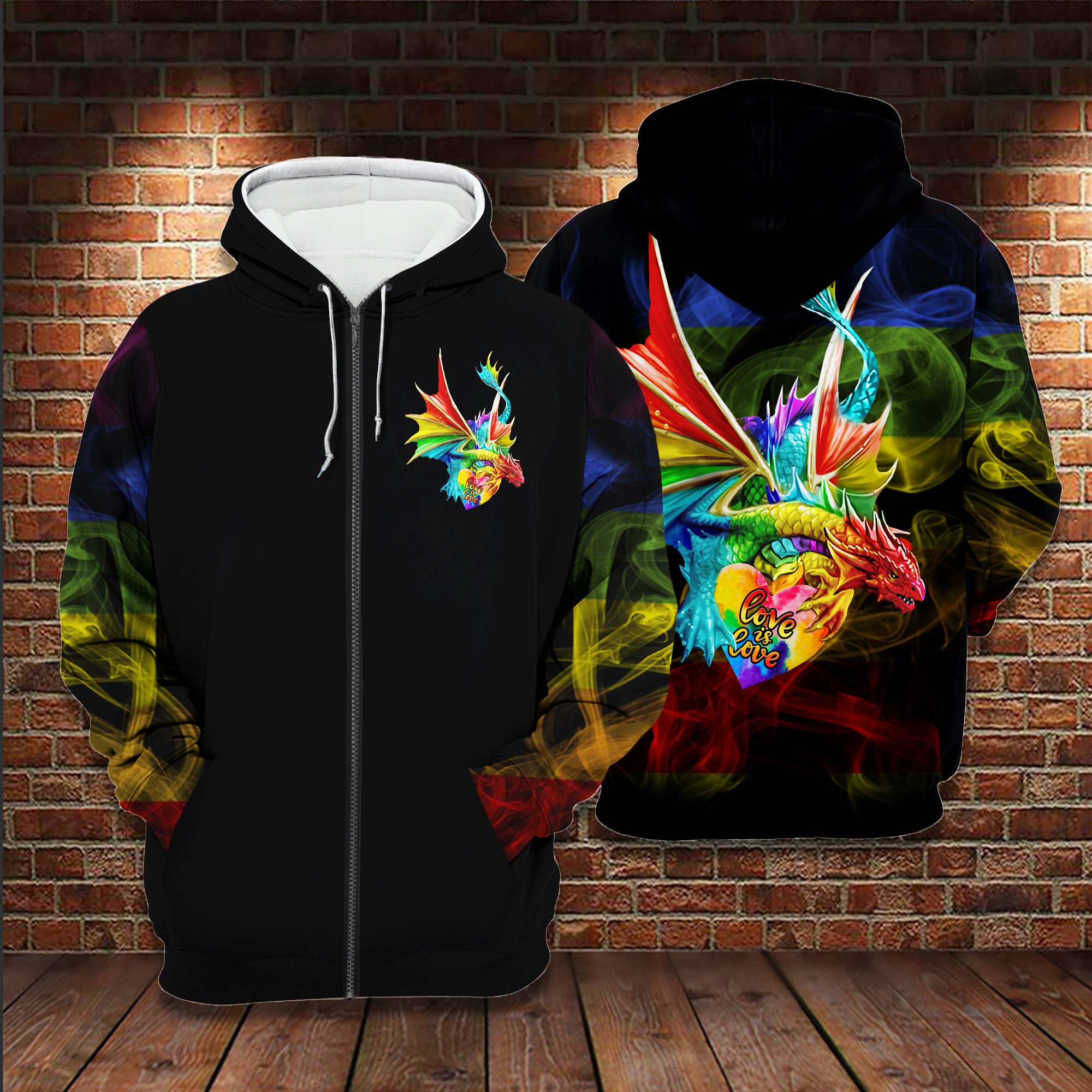 LGBT Dragon love is love 3d zip hoodie