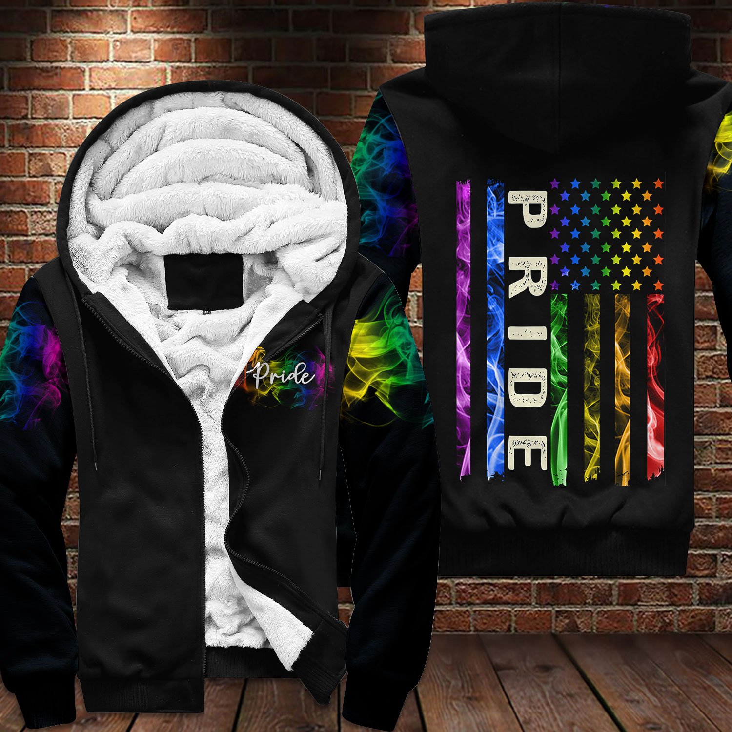 LGBT pride smoke vintage 3d fleece hoodie