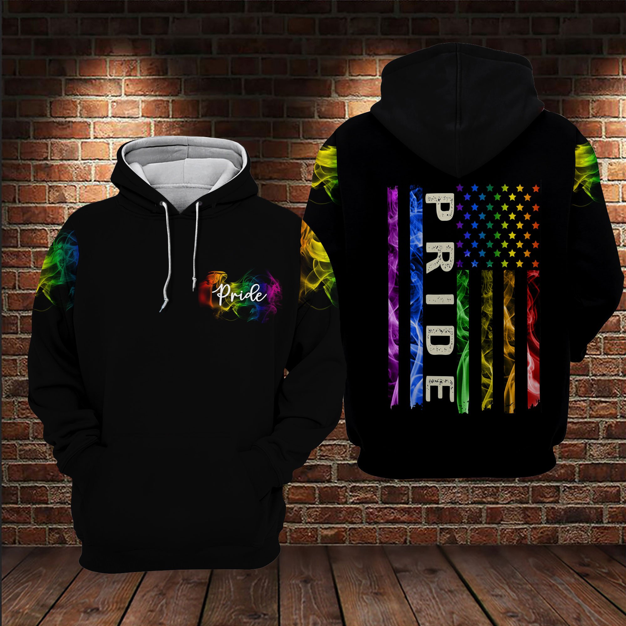 LGBT pride smoke vintage 3d hoodie