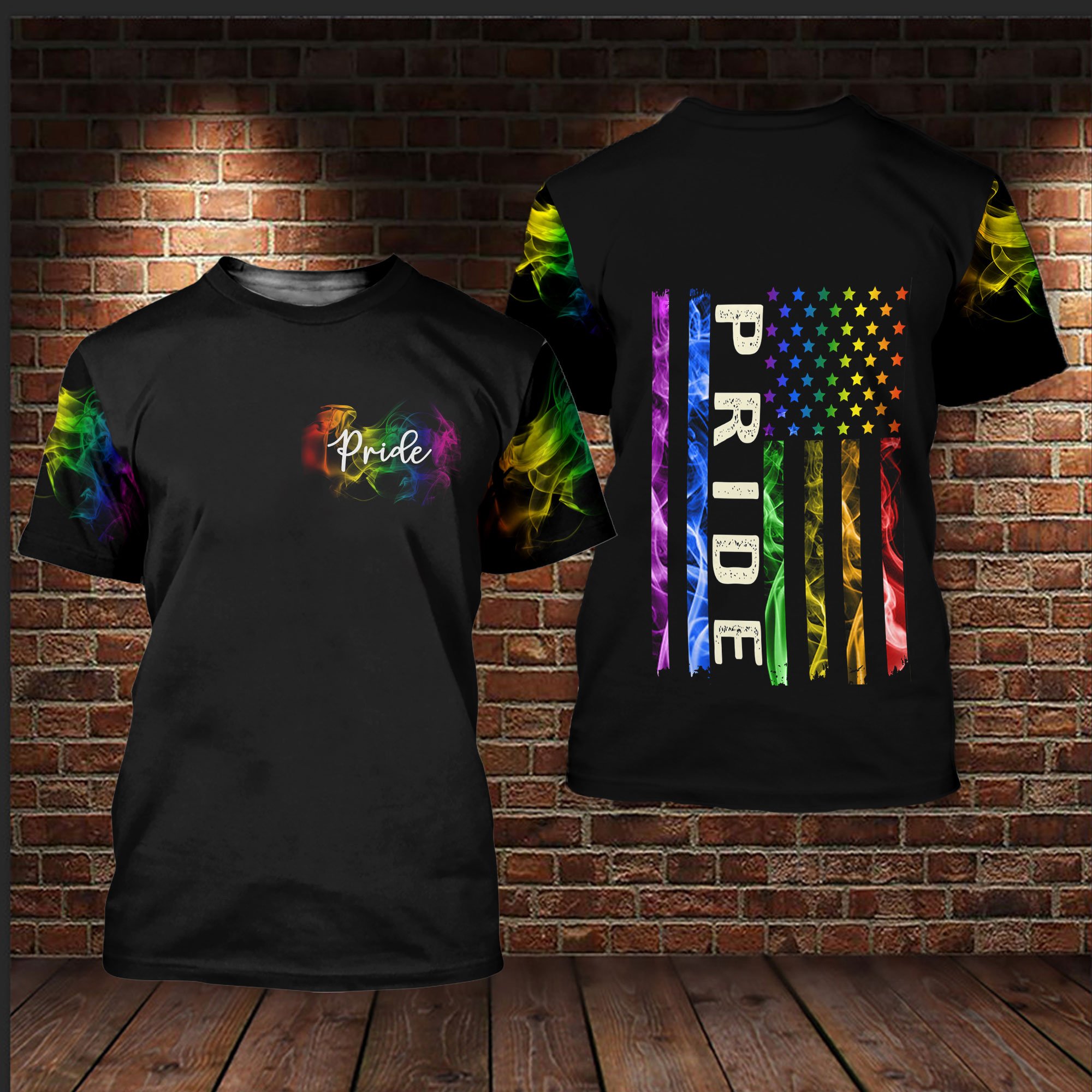 LGBT pride smoke vintage 3d t shirt