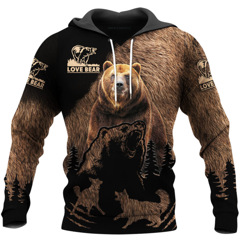 Love bear all over printed hoodie