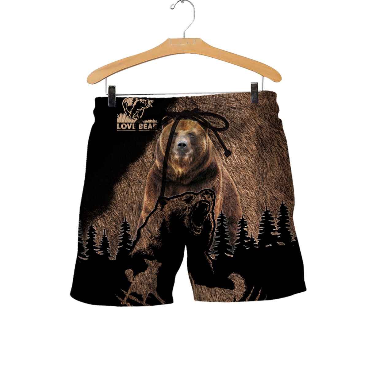 Love bear all over printed shorts