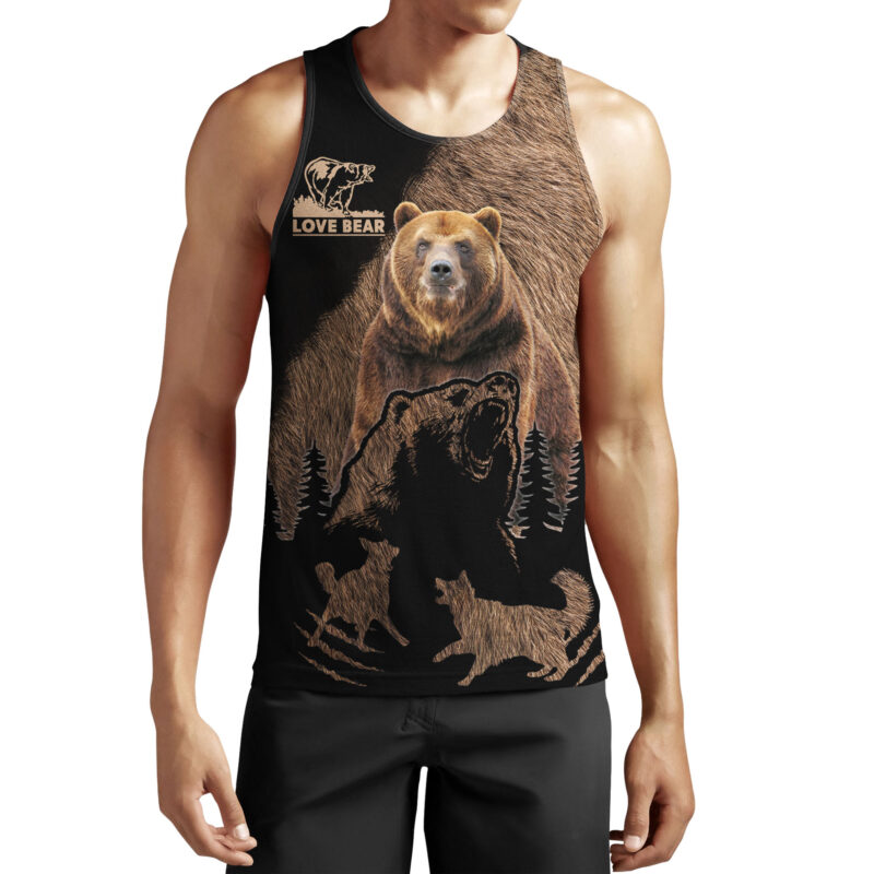 Love bear all over printed tank top