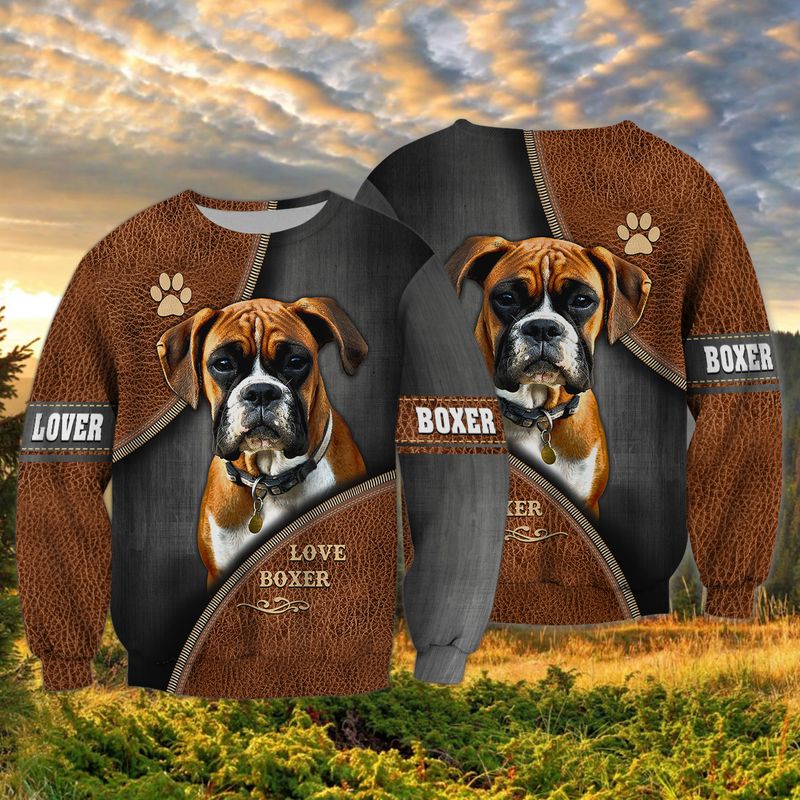 Love boxer dog 3D full print hoodie 2