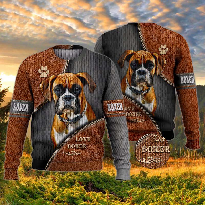 Love boxer dog 3D full print hoodie 3