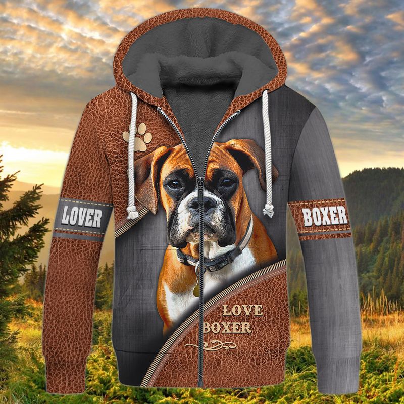 Love boxer dog 3D full print hoodie 5