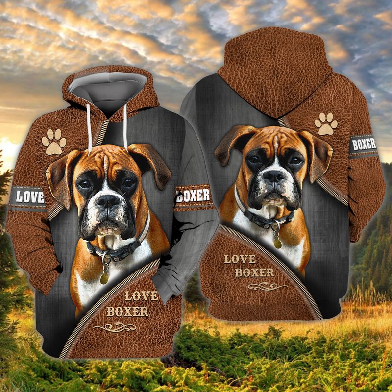 Love boxer dog 3D full print hoodie