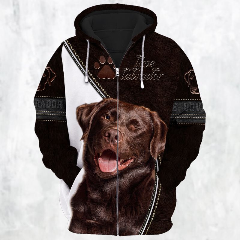 Love labrador black and white 3d full print hoodie and shirts 1