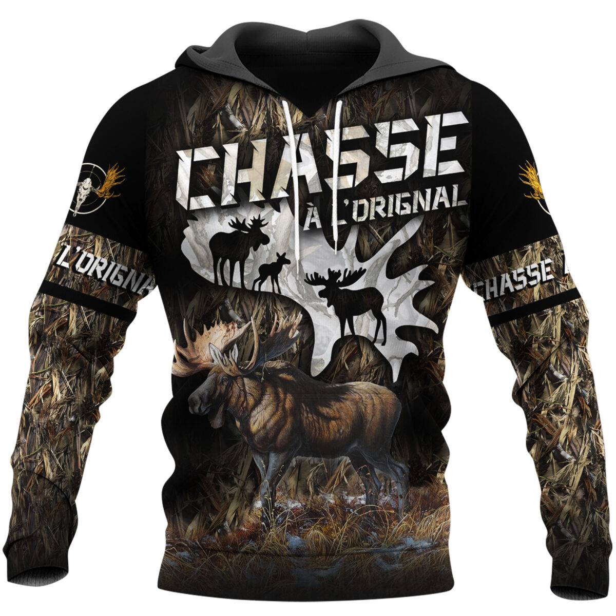 Love moose hunting 3d all over printed hoodie