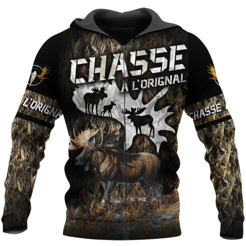 Love moose hunting 3d all over printed zip hoodie