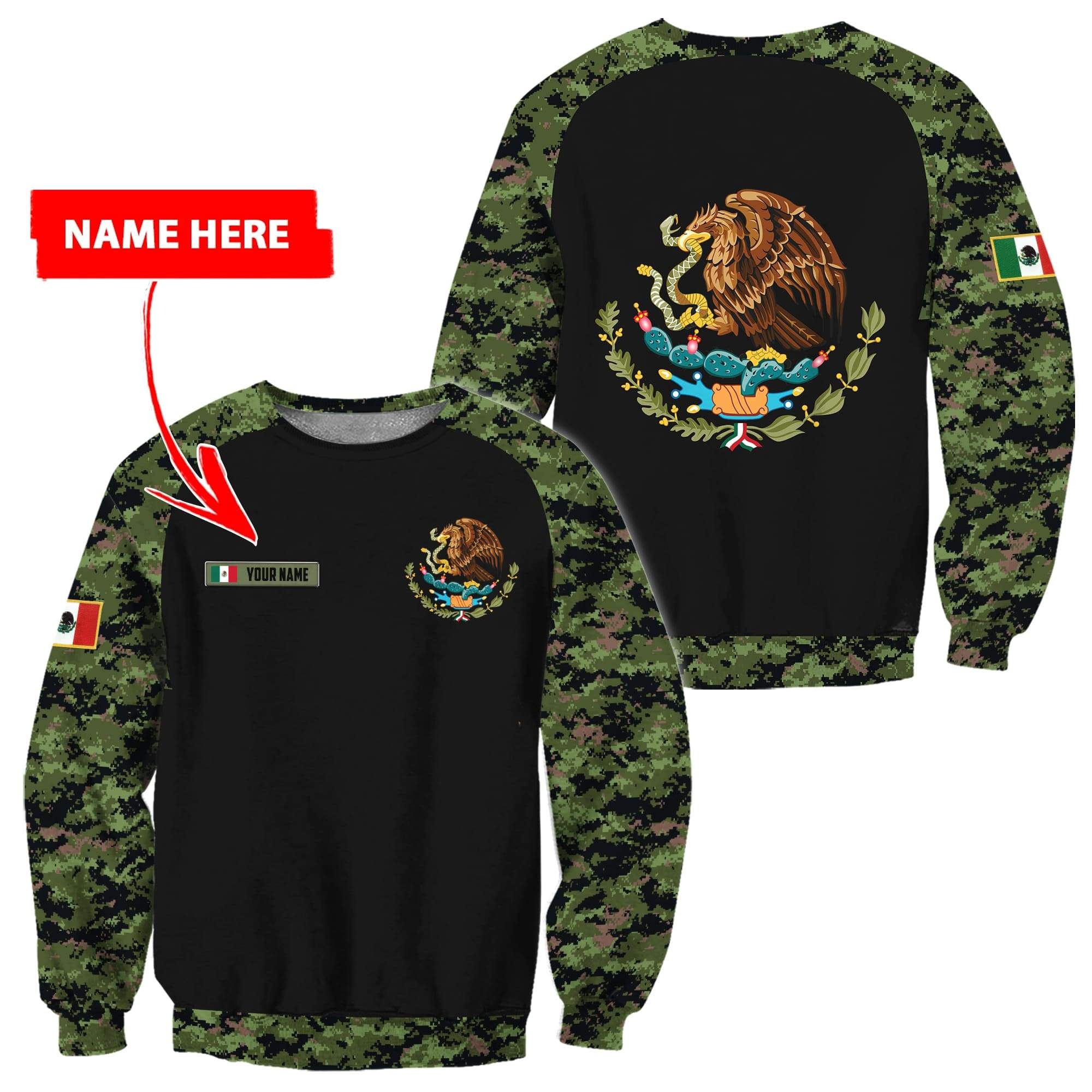 Mexico Coat of Arms personalized custom name 3d sweatshirt