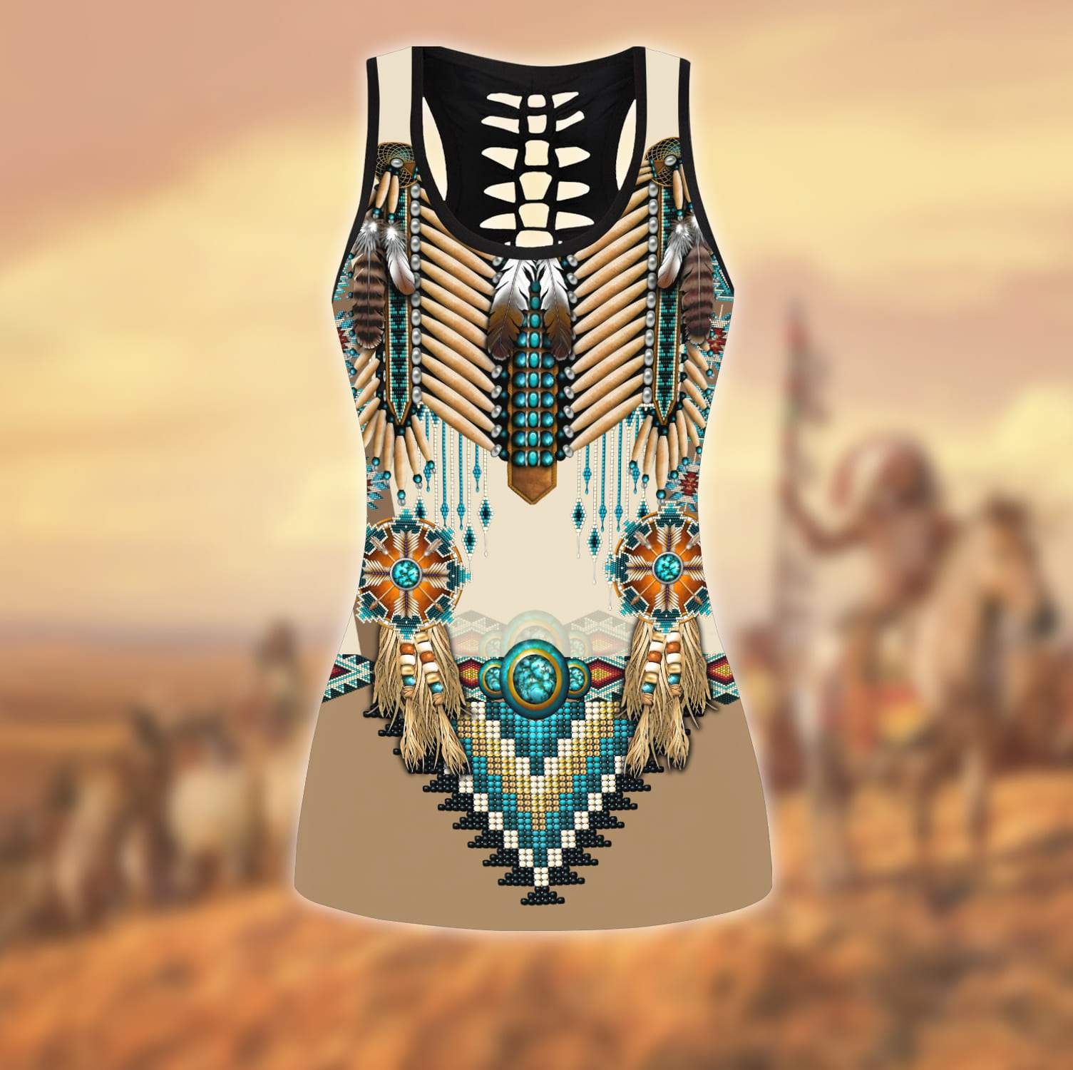 Native american 3D All Over Print Legging And Hollow Tank 2