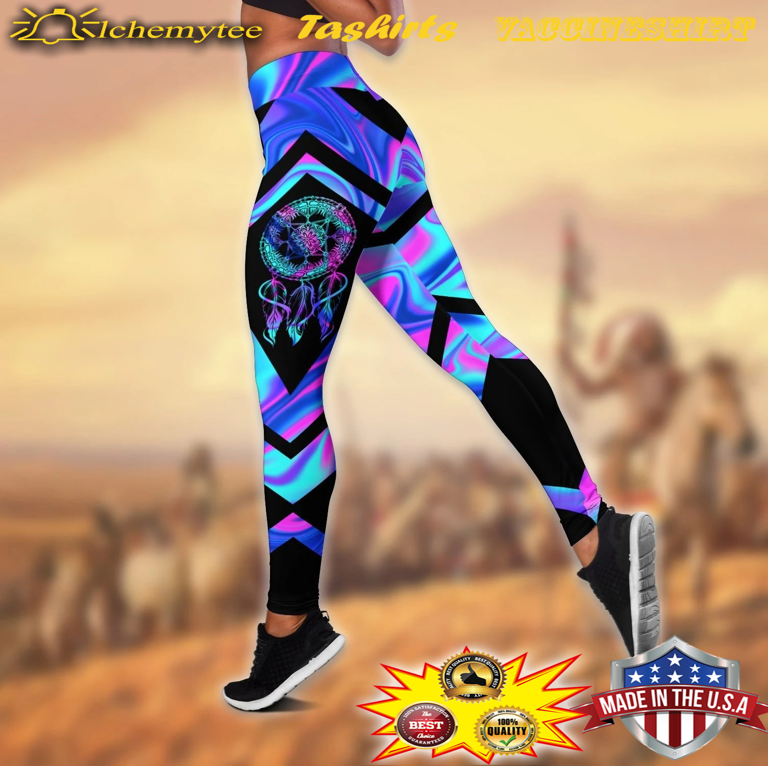 Native american listen to the wind 3d all over printed legging and hollow tank 1