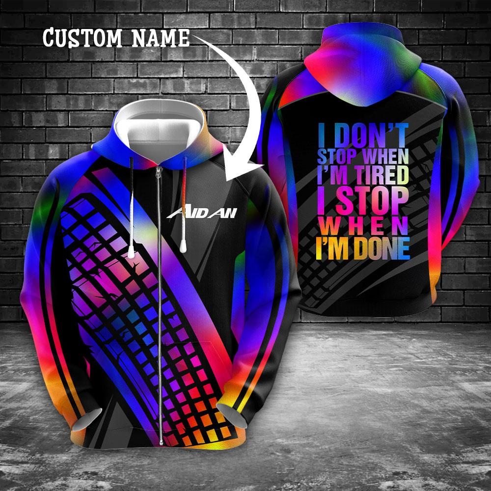 PC gamer I dont stop when Im tired I stop when Im done personalized custom name 3d zip hoodie