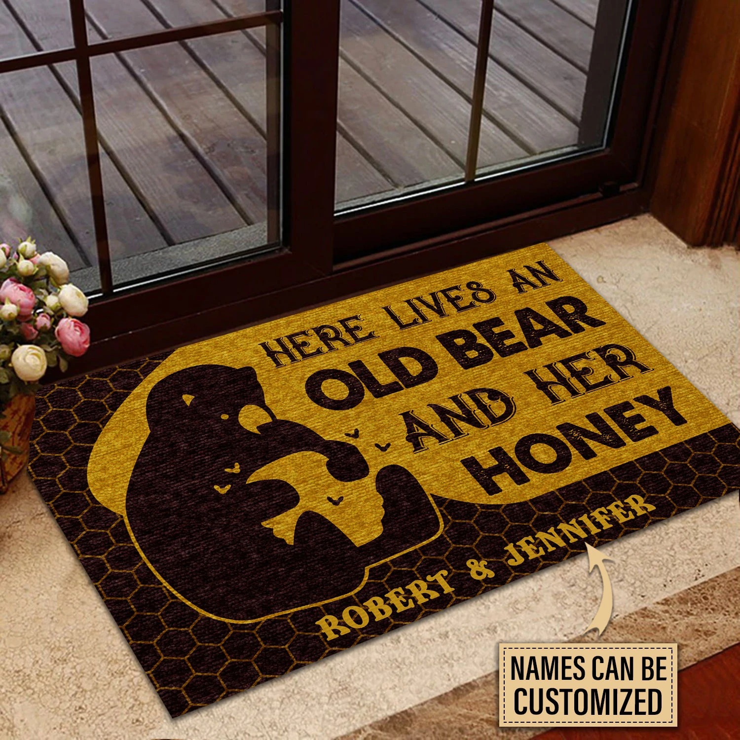 Personalized Bear And Her Honey Live Here Customized Doormat 2