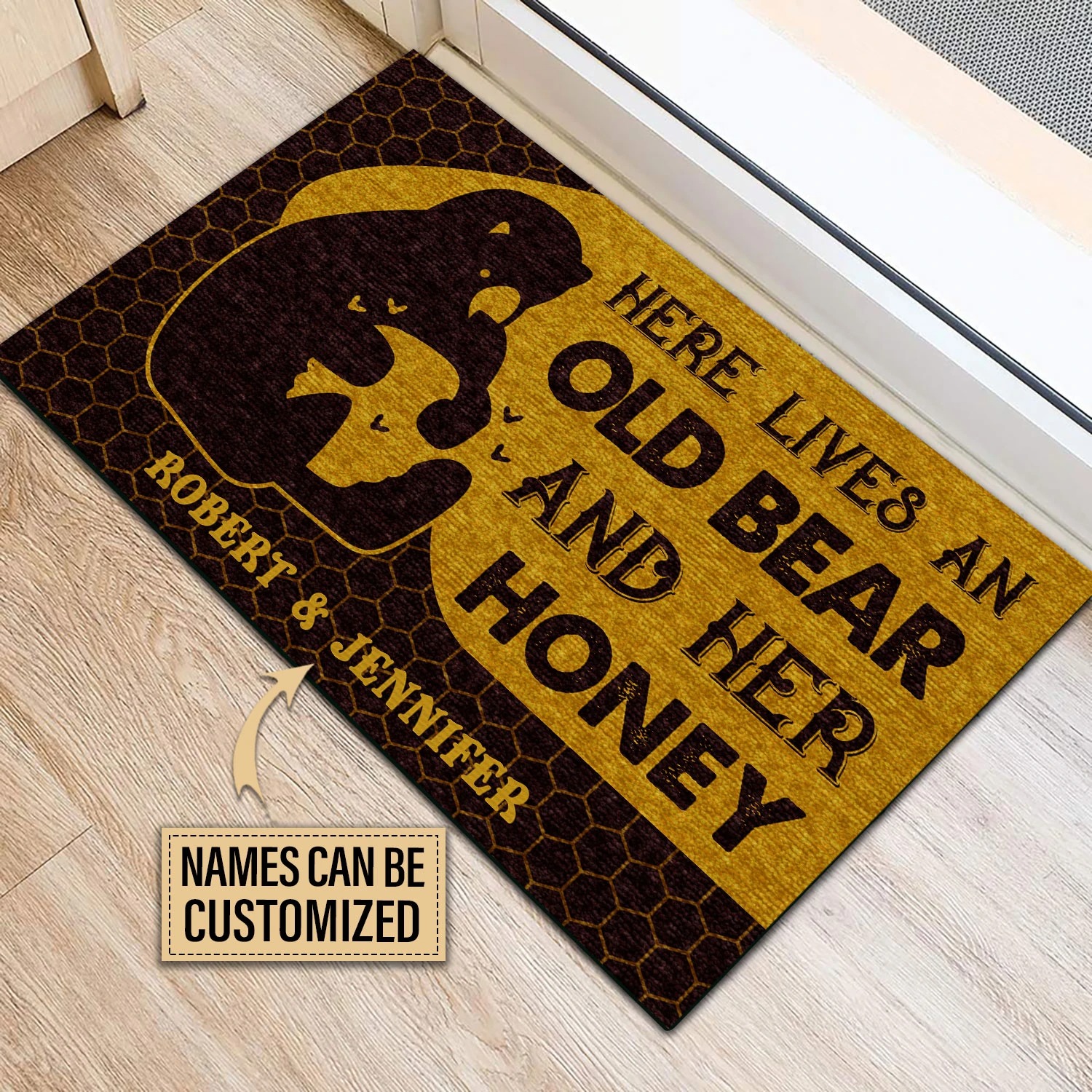 Personalized Bear And Her Honey Live Here Customized Doormat 3