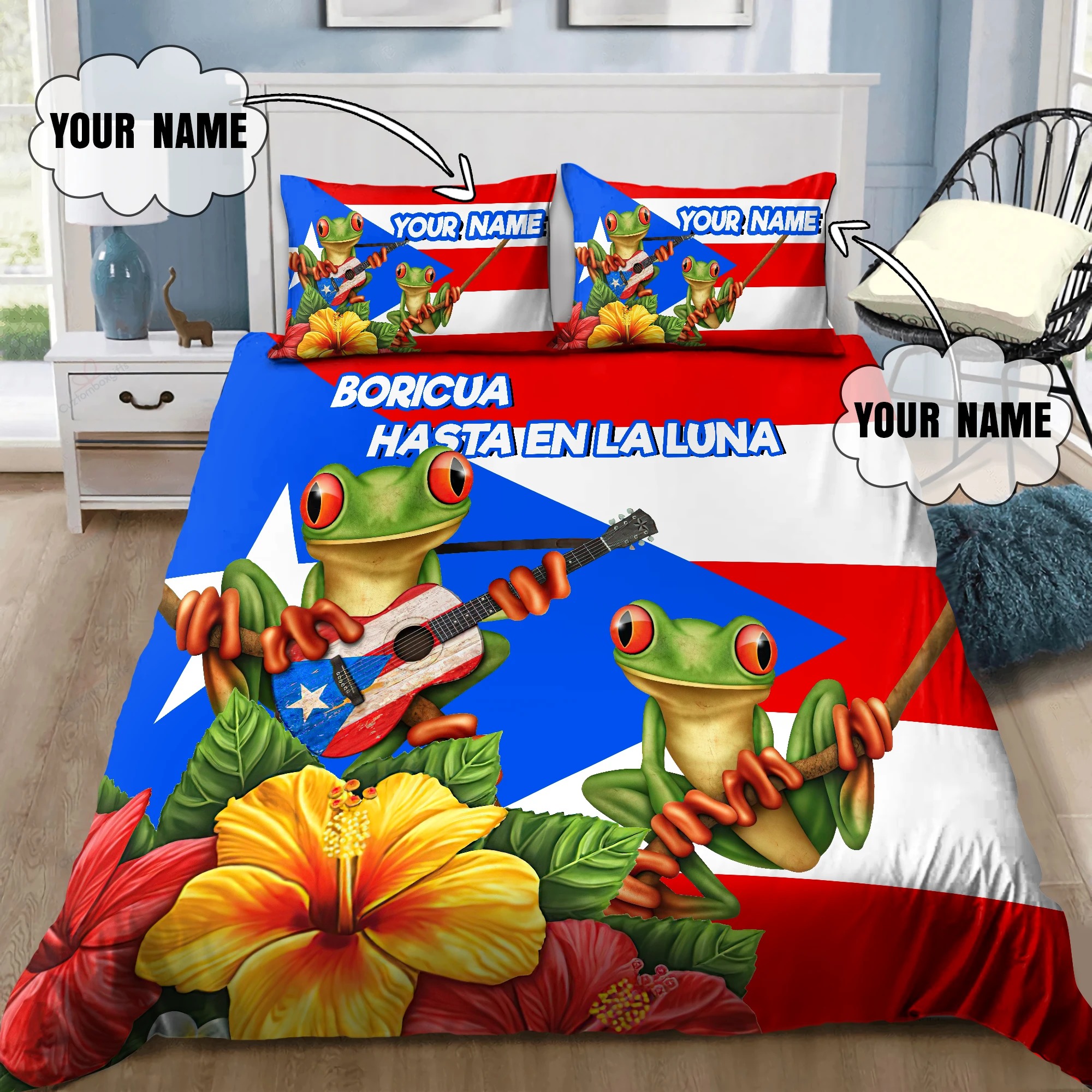 Personalized Customize Name Coqui Puerto Rico Bedding Set