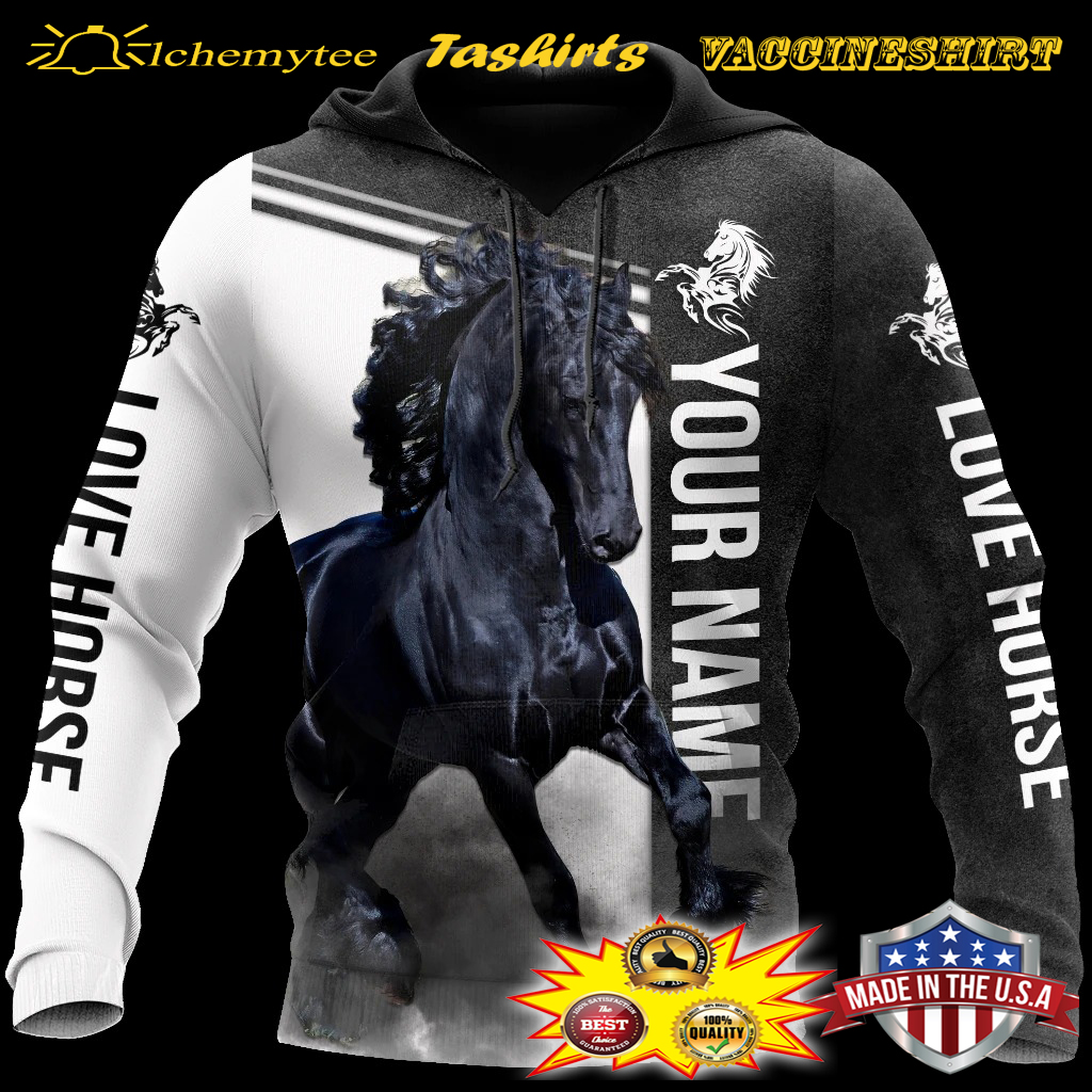 Personalized Friesian Horse 3D all over printed hoodie