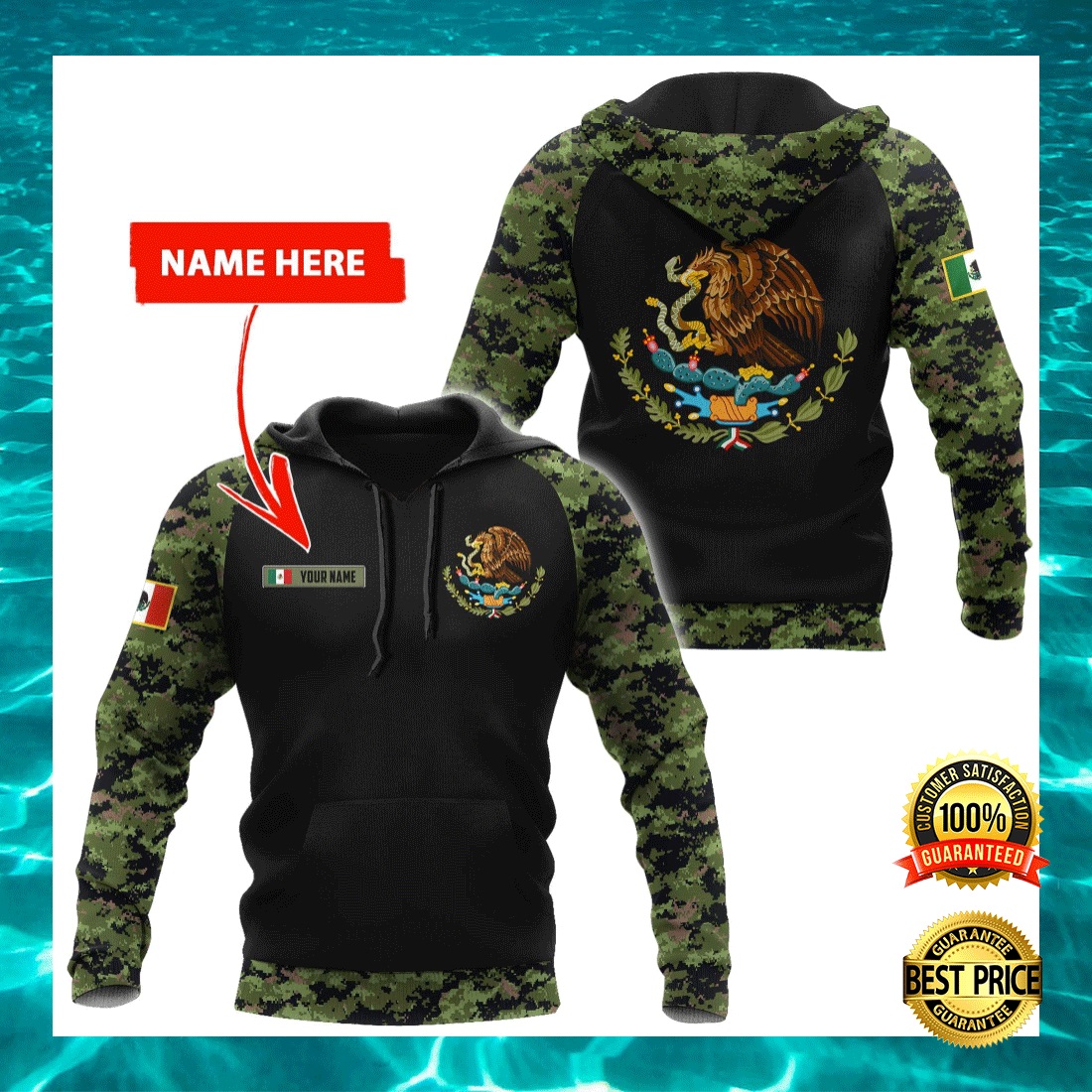 Personalized Mexican coat camo all over printed 3D hoodie