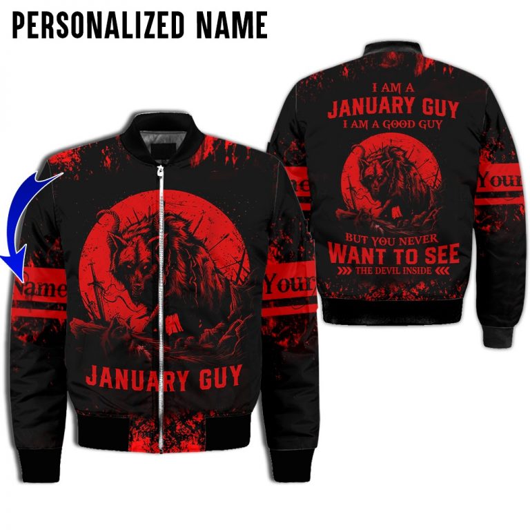 Personalized name January guy all over printed bomber
