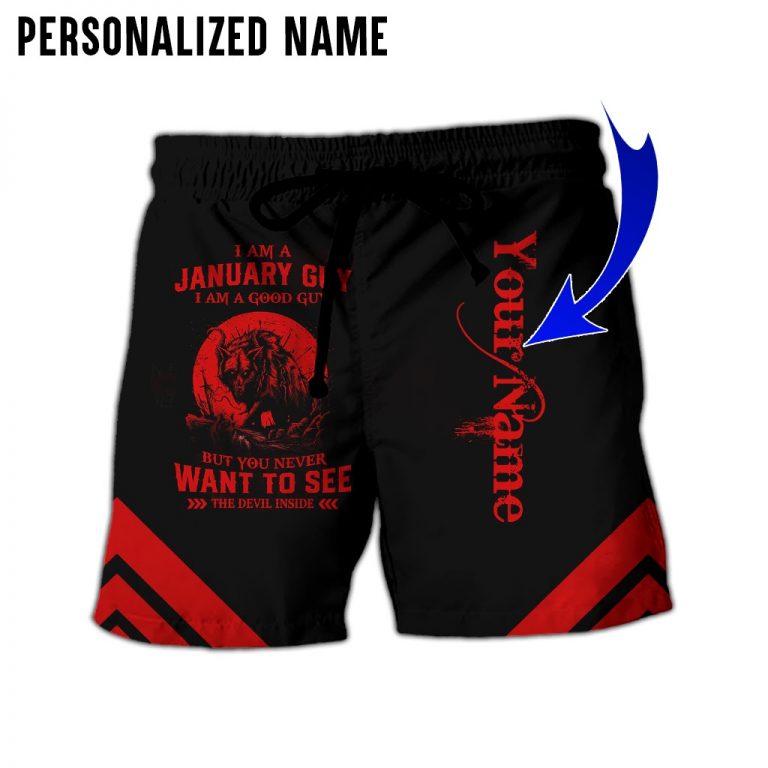 Personalized name January guy all over printed shorts