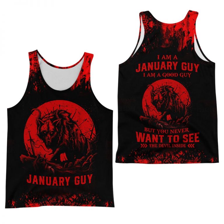 Personalized name January guy all over printed tank top