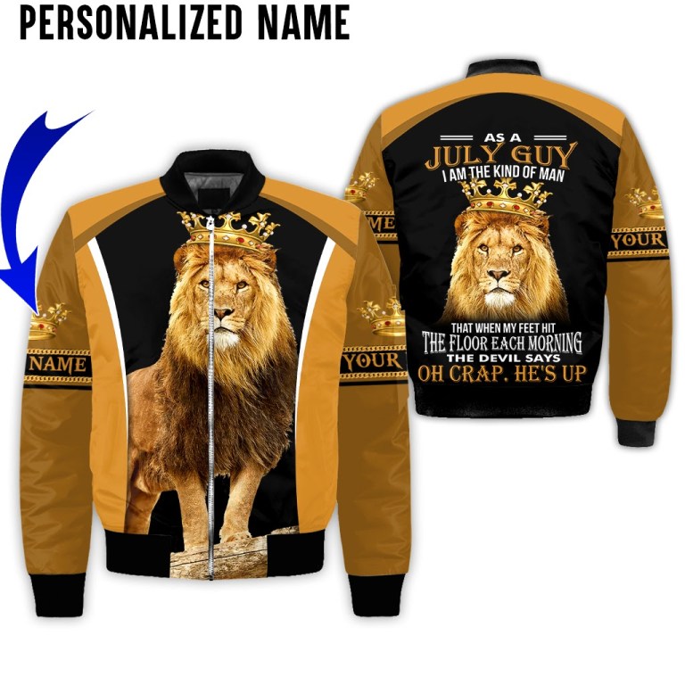 Personalized name July guy all over printed bomber
