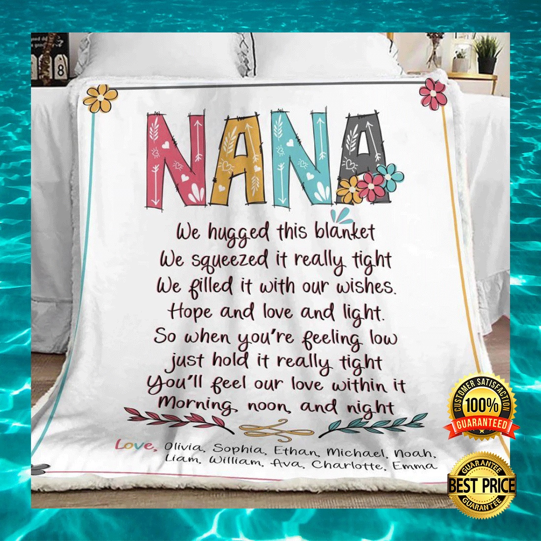 Personalized nana we hugged this blanket we squeezed it really tight blanket 1