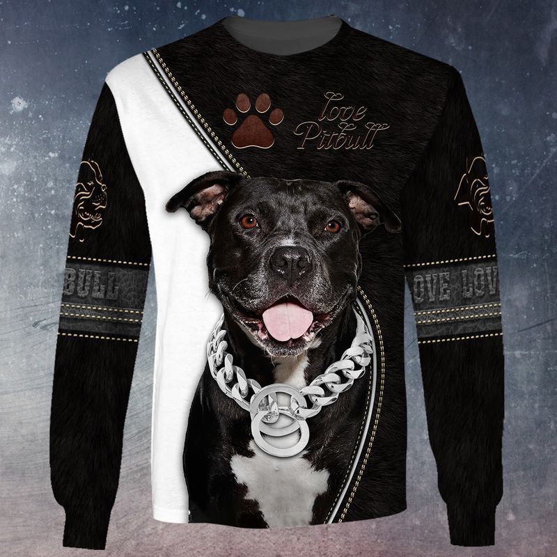 Pitbull lover black and white 3d full print hoodie 2